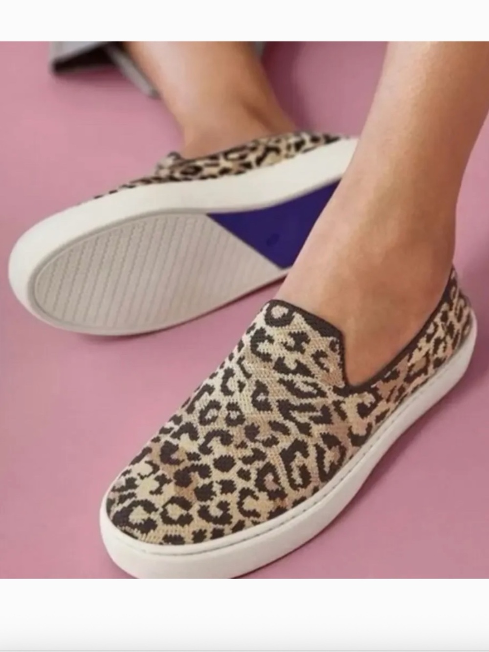 Rothy’s The Original Slip On Sneaker Shoes Leopard Print Size 7.5 Casual Comfort